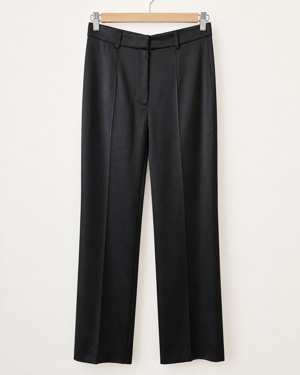 Nanushka Leena Black Satin High Waist Tailored Trousers Pants M NWT